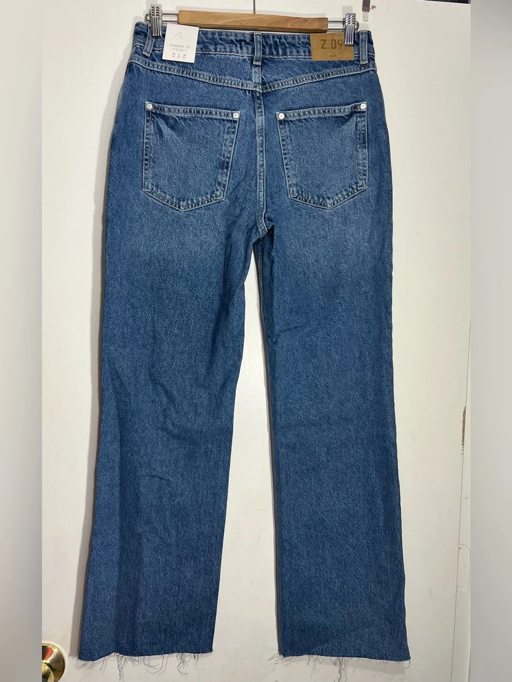 NWT Zara Blue High Rise Straight Leg Ankle Jeans Rigid Denim size 8
